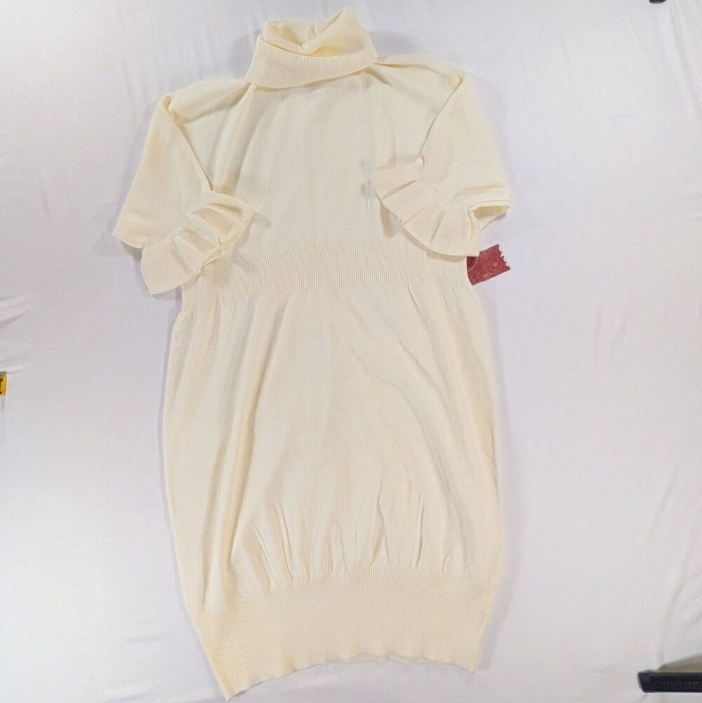 No Boundaries Cream Sweater Dress Knee Length Turtleneck XL Vintage Cottagecore